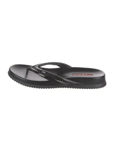 Pre-owned Prada Patent Leather Slides In Black