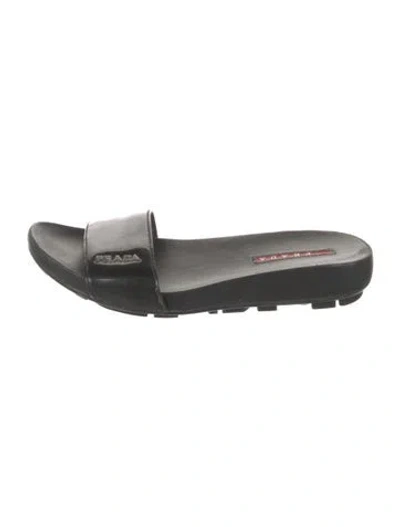 Pre-owned Prada Patent Leather Slides In Black