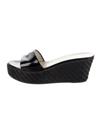Pre-owned Prada Patent Leather Slides In Black