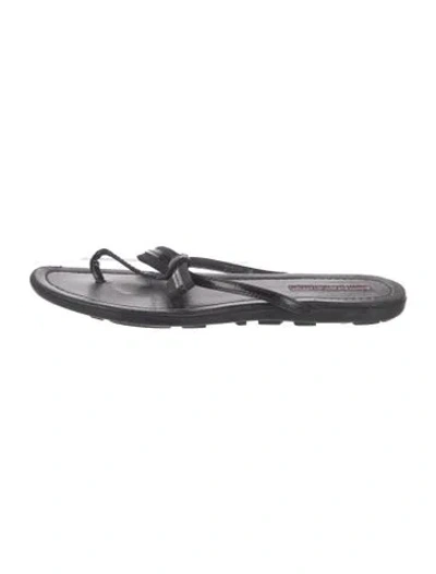 Pre-owned Prada Patent Leather Slides In Black