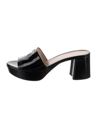 Pre-owned Prada Patent Leather Slides In Black