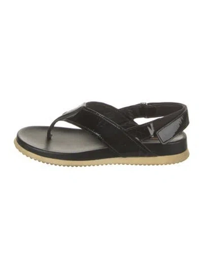 Pre-owned Prada Patent Leather Slides In Black