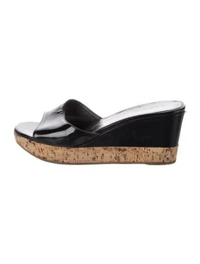 Pre-owned Prada Patent Leather Slides In Black