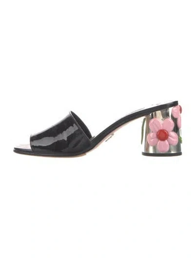 Pre-owned Prada Patent Leather Slides In Black