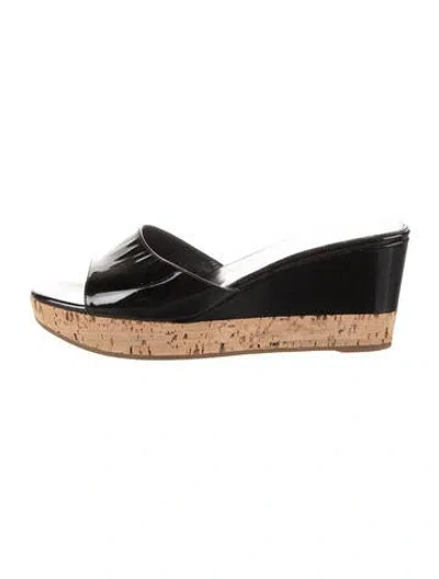 Pre-owned Prada Patent Leather Slides In Black