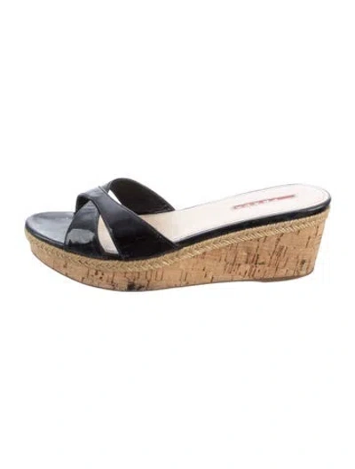 Pre-owned Prada Patent Leather Slides In Multi