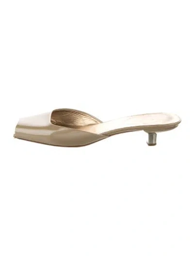 Pre-owned Prada Patent Leather Slides In Neutral