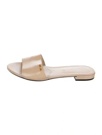 Pre-owned Prada Patent Leather Slides In Neutral