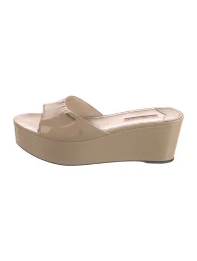 Pre-owned Prada Patent Leather Slides In Neutral