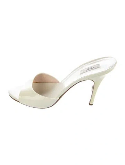 Pre-owned Prada Patent Leather Slides In Neutrals