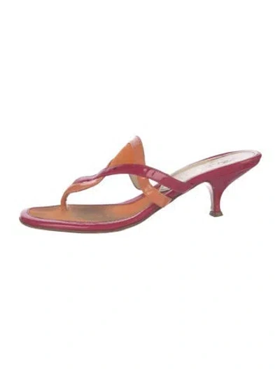 Pre-owned Prada Patent Leather Slides In Orange