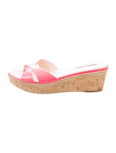 Pre-owned Prada Patent Leather Slides In Pink