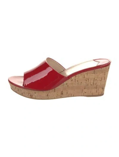 Pre-owned Prada Patent Leather Slides In Red