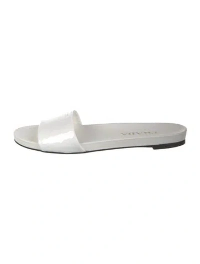 Pre-owned Prada Patent Leather Slides In White