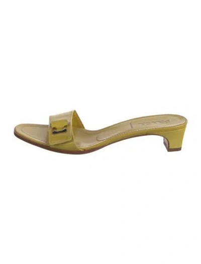 Pre-owned Prada Patent Leather Slides In Yellow
