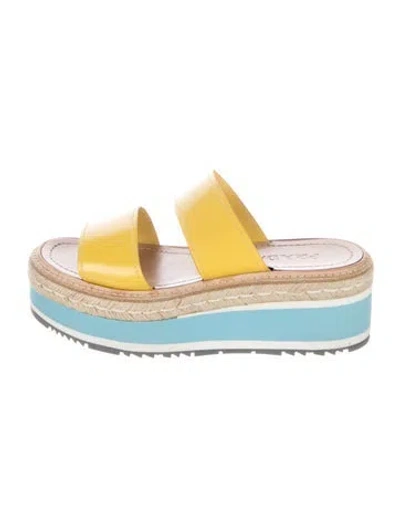 Pre-owned Prada Patent Leather Slides In Yellow
