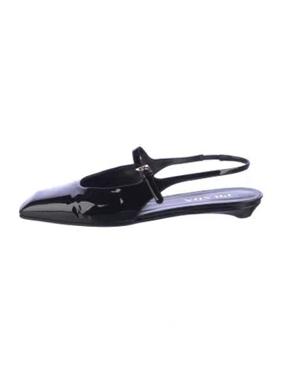 Pre-owned Prada Patent Leather Slingback Flats In Black