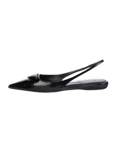 Pre-owned Prada Patent Leather Slingback Flats In Black