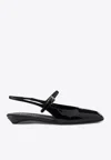 Prada Mary Jane Patent Pointy-toe Slingback Ballerina Flat In Black