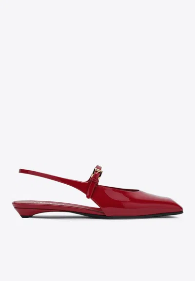 PRADA PATENT LEATHER SLINGBACK FLATS
