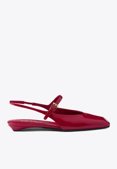 PRADA PATENT LEATHER SLINGBACK FLATS
