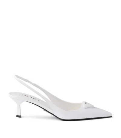 Prada Patent Leather Slingback Pumps 55 In White