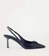 Prada 75mm Triangle-logo Slingback Pumps In Blue