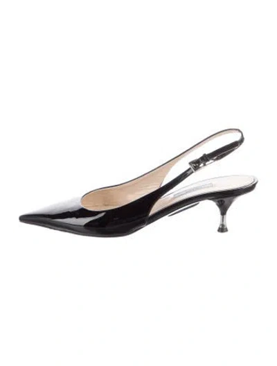 Pre-owned Prada Patent Leather Slingback Pumps In Black