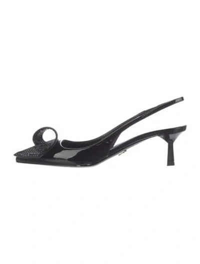 Pre-owned Prada Patent Leather Slingback Pumps In Black