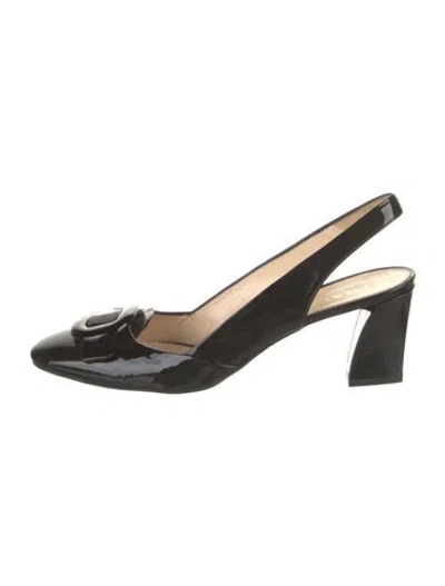 Pre-owned Prada Patent Leather Slingback Pumps In Black