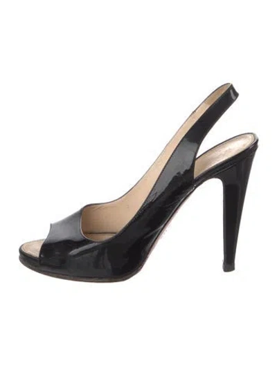 Pre-owned Prada Patent Leather Slingback Pumps In Black