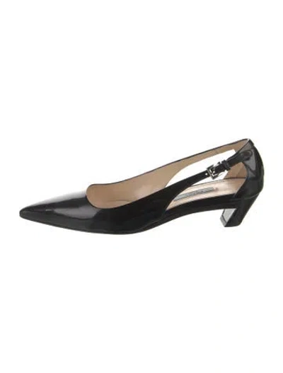 Pre-owned Prada Patent Leather Slingback Pumps In Black