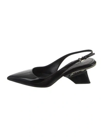 Pre-owned Prada Patent Leather Slingback Pumps In Black
