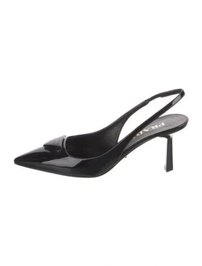 Pre-owned Prada Patent Leather Slingback Pumps In Black