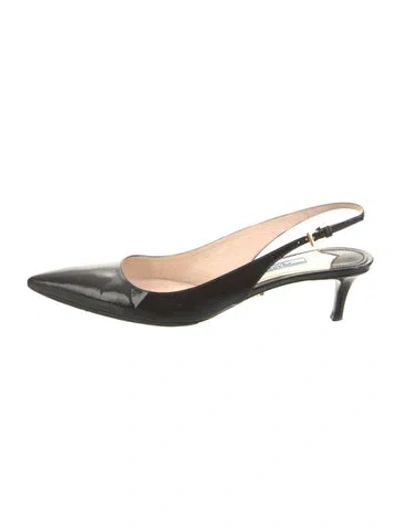 Pre-owned Prada Patent Leather Slingback Pumps In Black