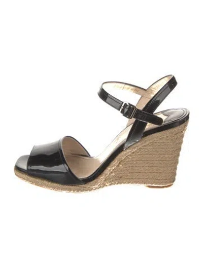 Pre-owned Prada Patent Leather Slingback Pumps In Black