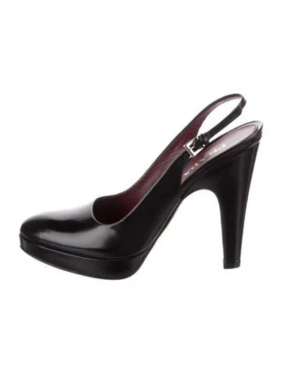 Pre-owned Prada Patent Leather Slingback Pumps In Black
