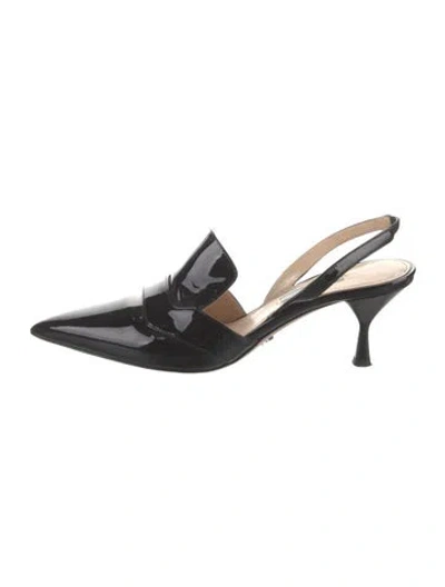 Pre-owned Prada Patent Leather Slingback Pumps In Black