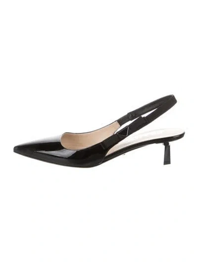 Pre-owned Prada Patent Leather Slingback Pumps In Black