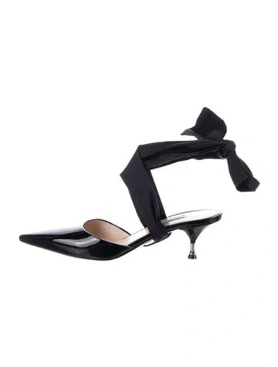 Pre-owned Prada Patent Leather Slingback Pumps In Black