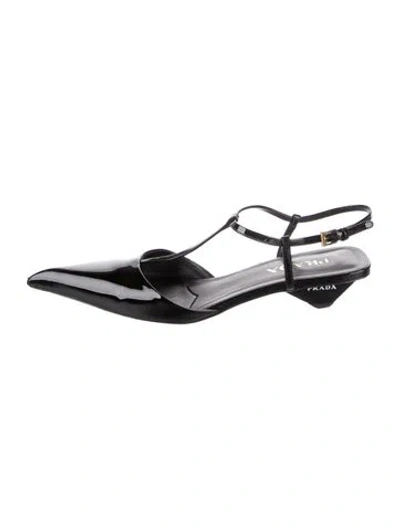 Pre-owned Prada Patent Leather Slingback Pumps In Black