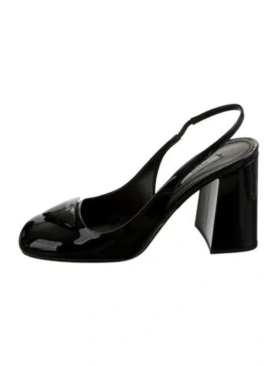 Pre-owned Prada Patent Leather Slingback Pumps In Black