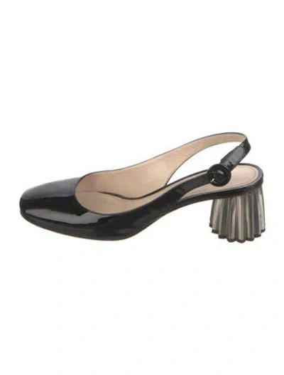Pre-owned Prada Patent Leather Slingback Pumps In Black