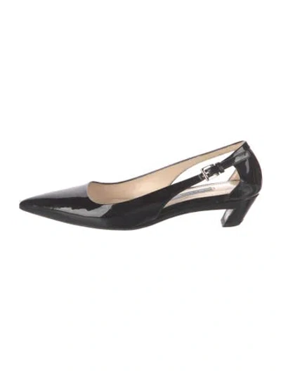Pre-owned Prada Patent Leather Slingback Pumps In Black