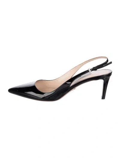 Pre-owned Prada Patent Leather Slingback Pumps In Black