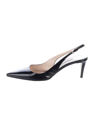 Pre-owned Prada Patent Leather Slingback Pumps In Black