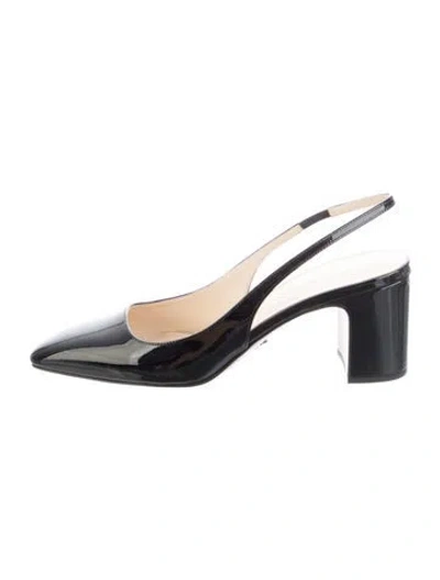 Pre-owned Prada Patent Leather Slingback Pumps In Black