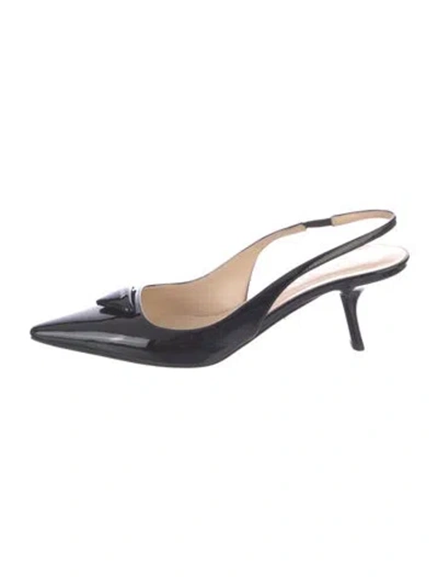 Pre-owned Prada Patent Leather Slingback Pumps In Black