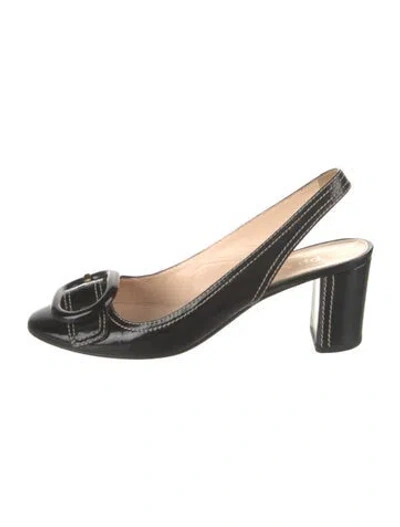 Pre-owned Prada Patent Leather Slingback Pumps In Black