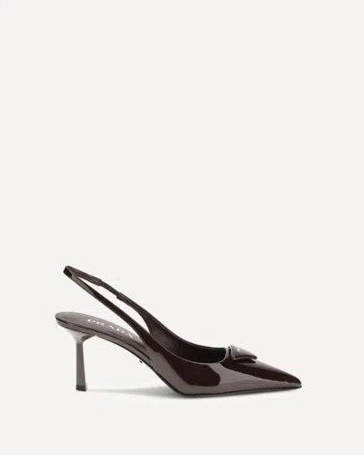 Prada Patent Leather Slingback Pumps In Burgundy
